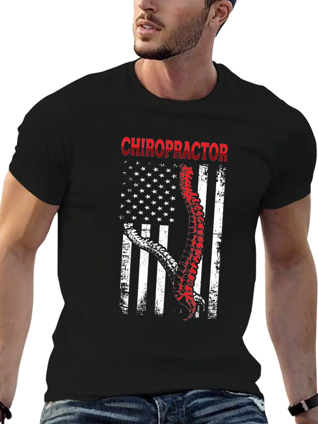 Chiropractor American Flag Graphic T-Shirt product image 6