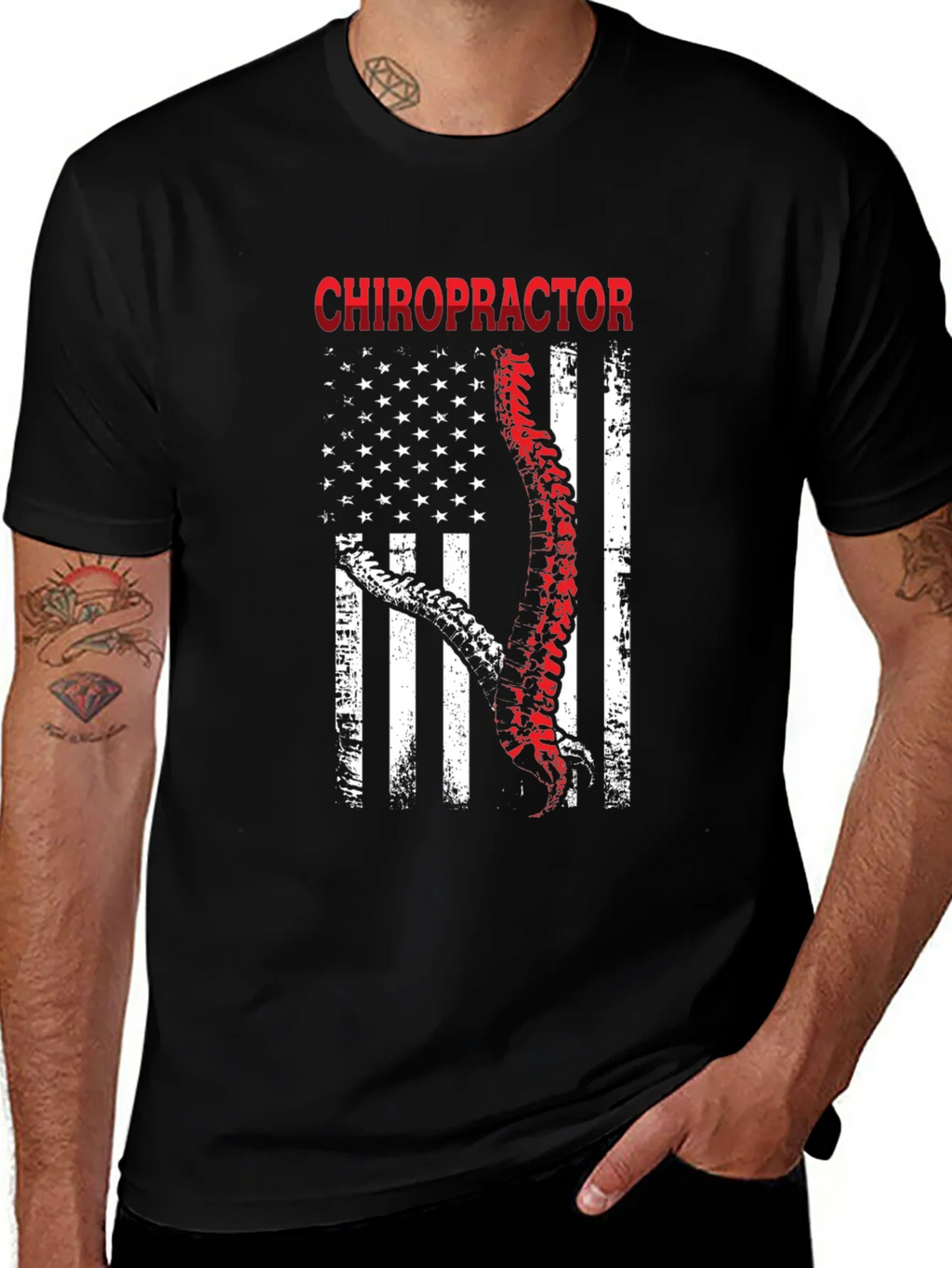 Chiropractor American Flag Graphic T-Shirt product image 1