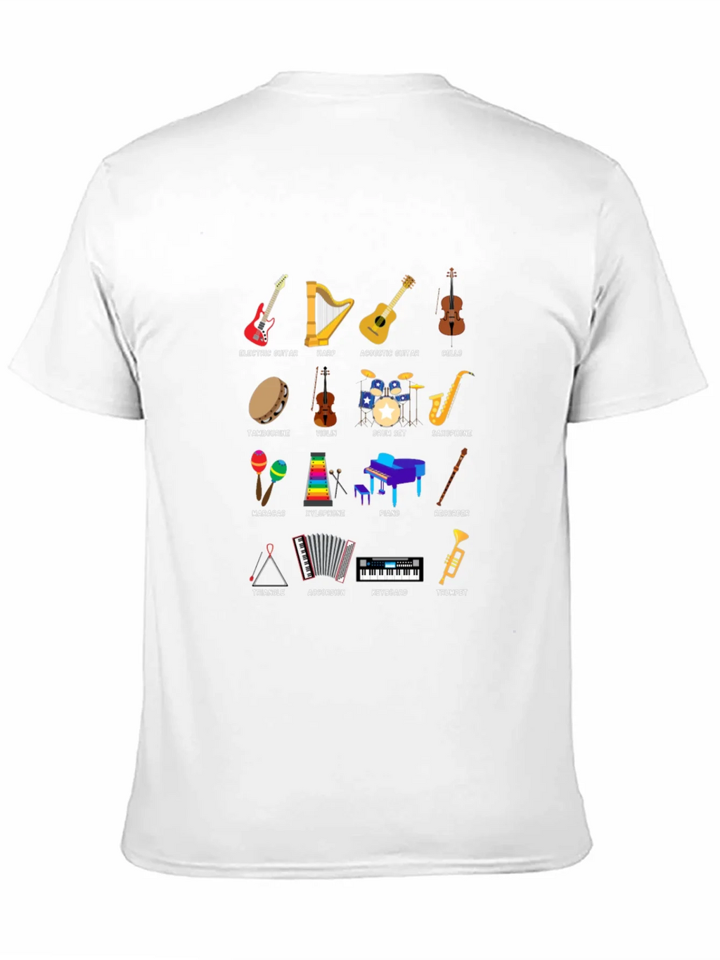 Musical Instruments Graphic Print Crew Neck T-Shirt product image 10