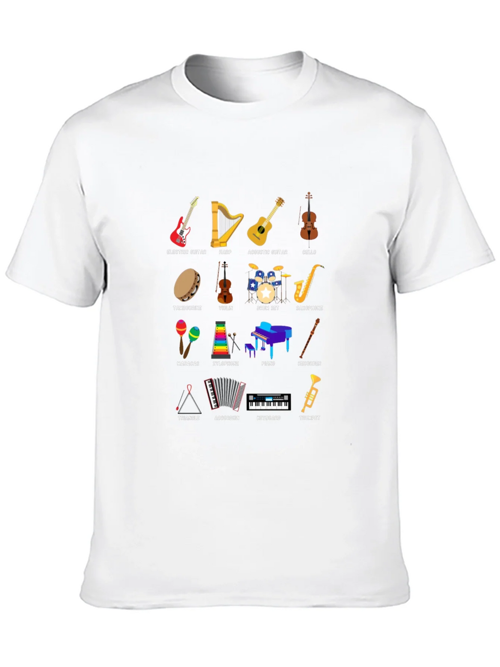 Musical Instruments Graphic Print Crew Neck T-Shirt product image 9