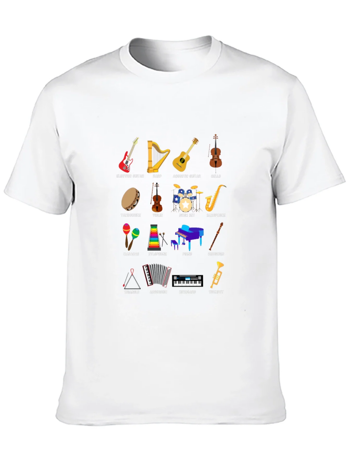 Musical Instruments Graphic Print Crew Neck T-Shirt product image 9