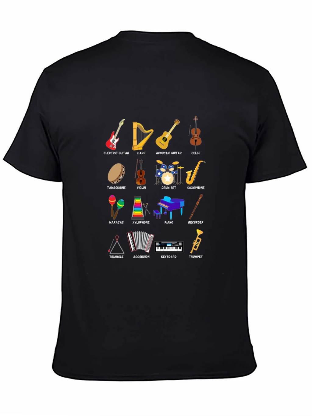 Musical Instruments Graphic Print Crew Neck T-Shirt product image 4