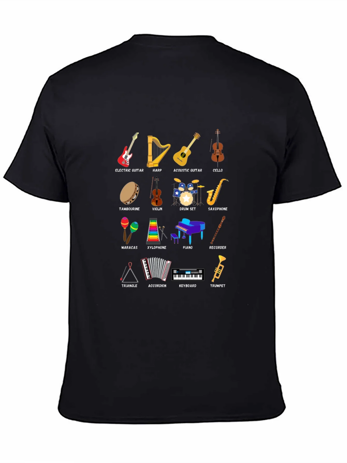 Musical Instruments Graphic Print Crew Neck T-Shirt product image 4