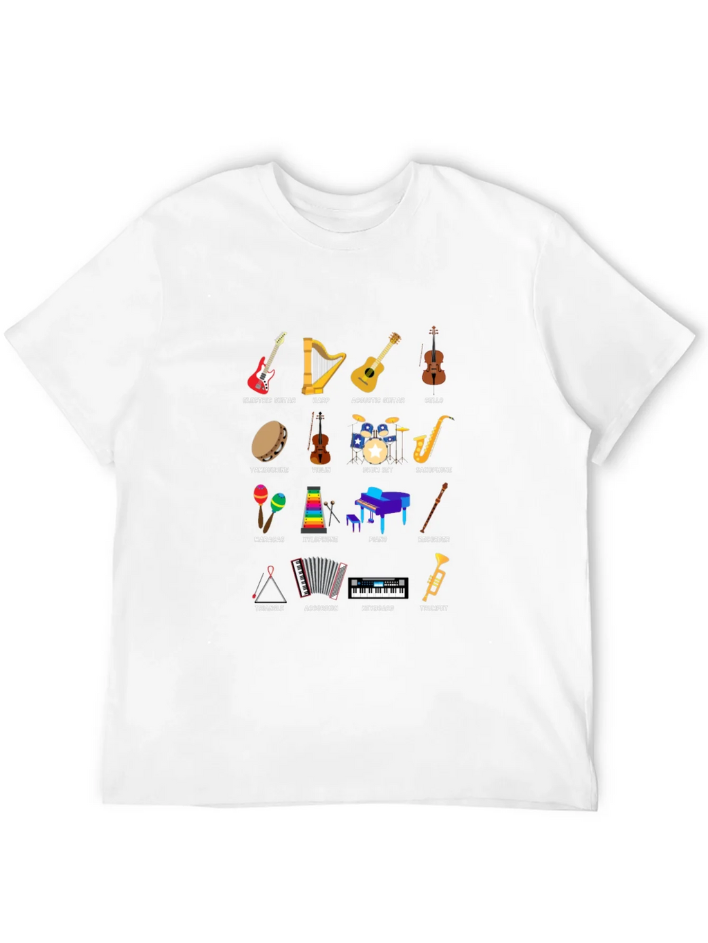 Musical Instruments Graphic Print Crew Neck T-Shirt product image 11