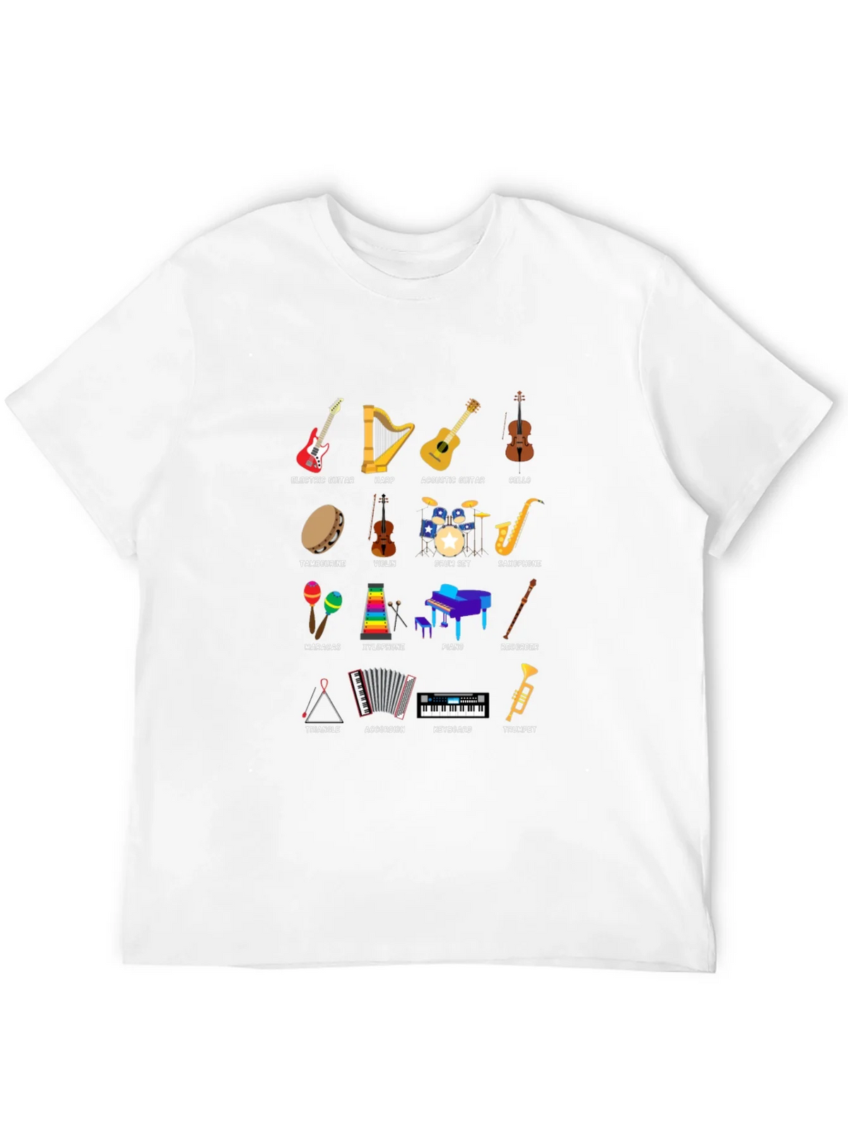 Musical Instruments Graphic Print Crew Neck T-Shirt product image 11