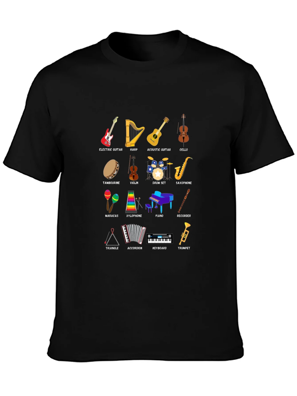 Musical Instruments Graphic Print Crew Neck T-Shirt product image 3