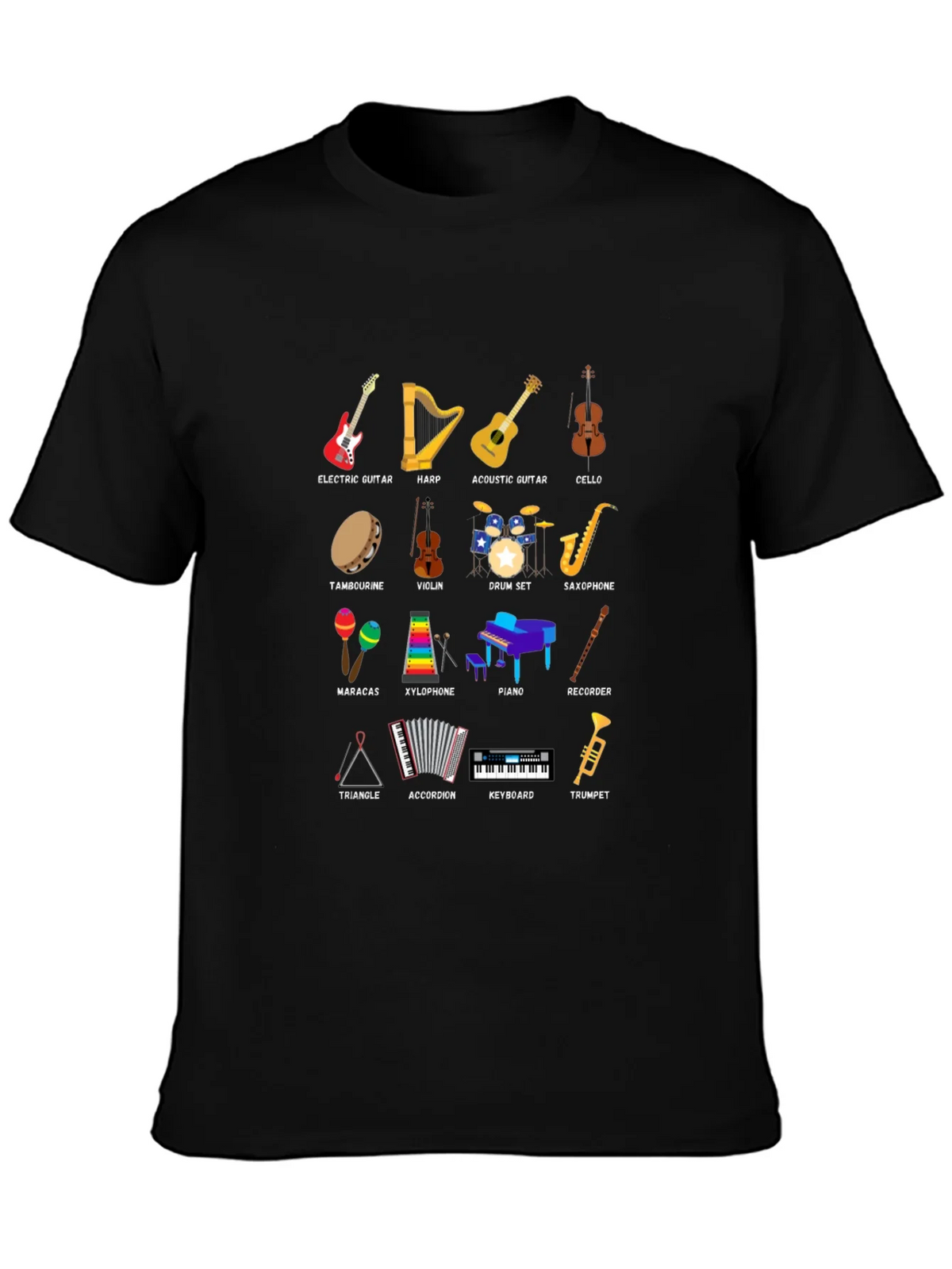 Musical Instruments Graphic Print Crew Neck T-Shirt product image 3