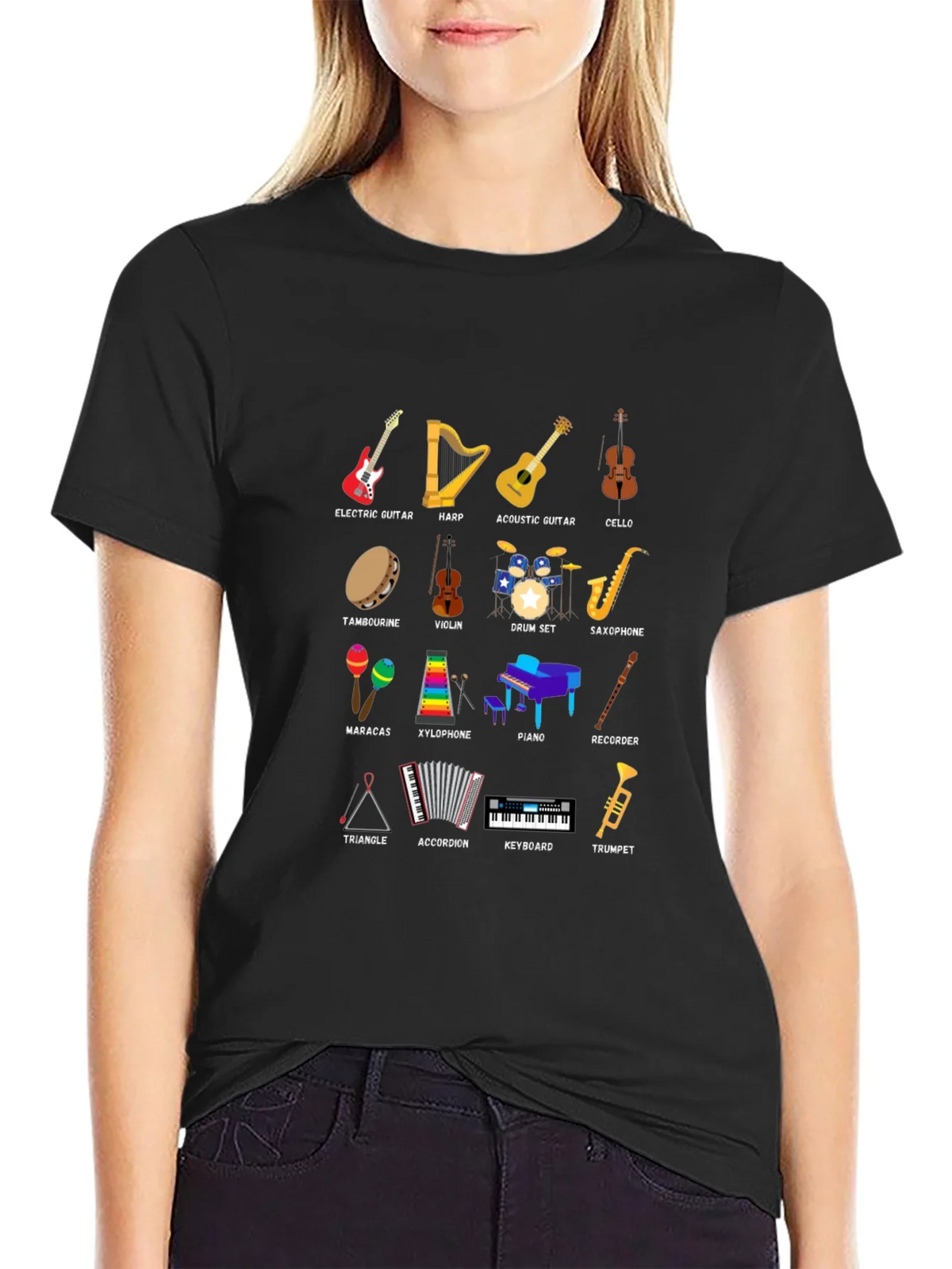 Musical Instruments Graphic Print Crew Neck T-Shirt product image 2