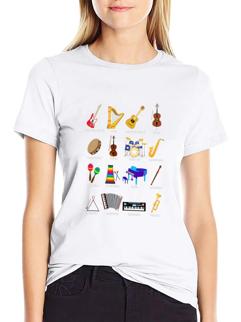 Musical Instruments Graphic Print Crew Neck T-Shirt product image 8