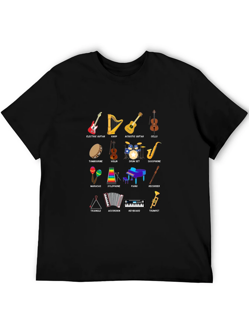 Musical Instruments Graphic Print Crew Neck T-Shirt product image 5
