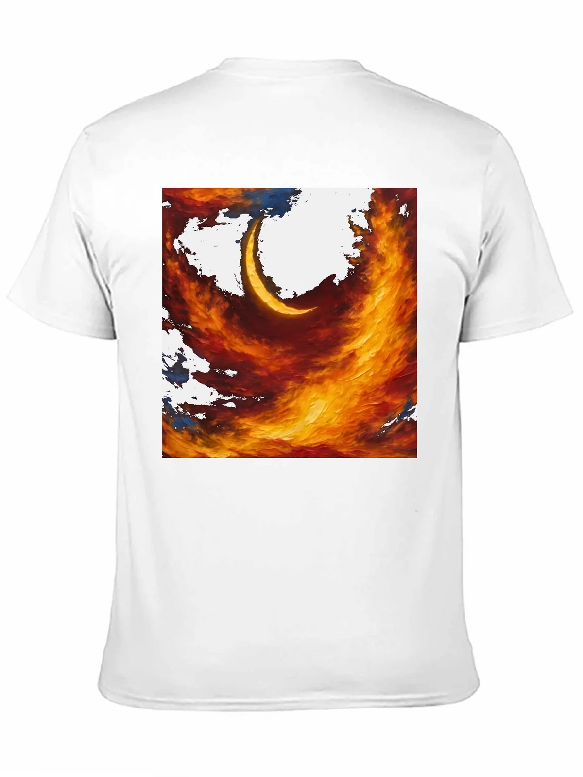 Fiery Crescent Graphic T-Shirt - Bold Artistic Design product image 9