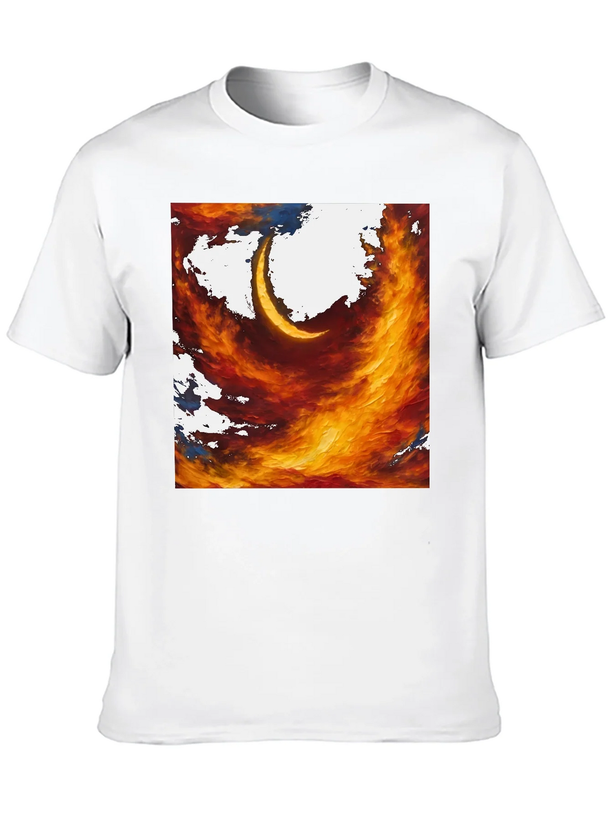 Fiery Crescent Graphic T-Shirt - Bold Artistic Design product image 8