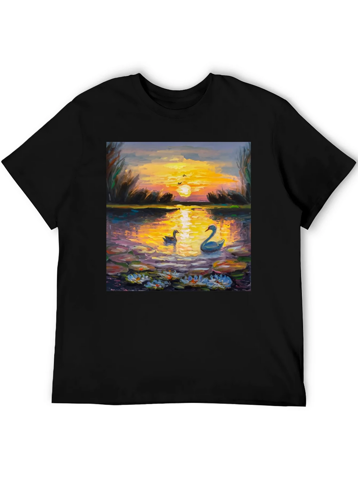Sunset Swans Graphic Tee - Artistic Impression product image 5
