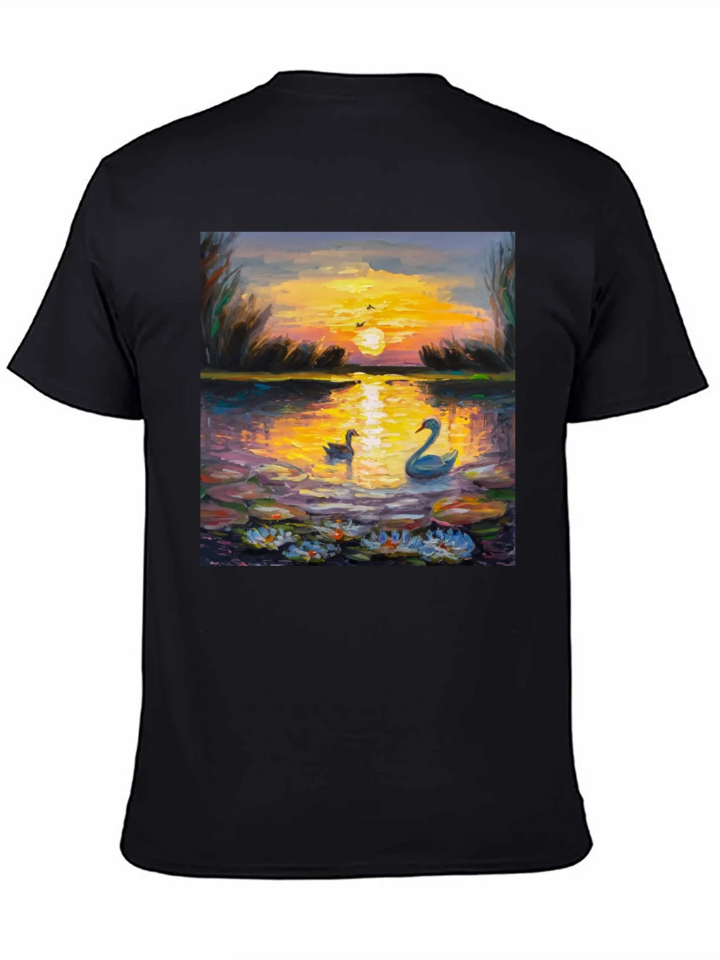 Sunset Swans Graphic Tee - Artistic Impression product image 4