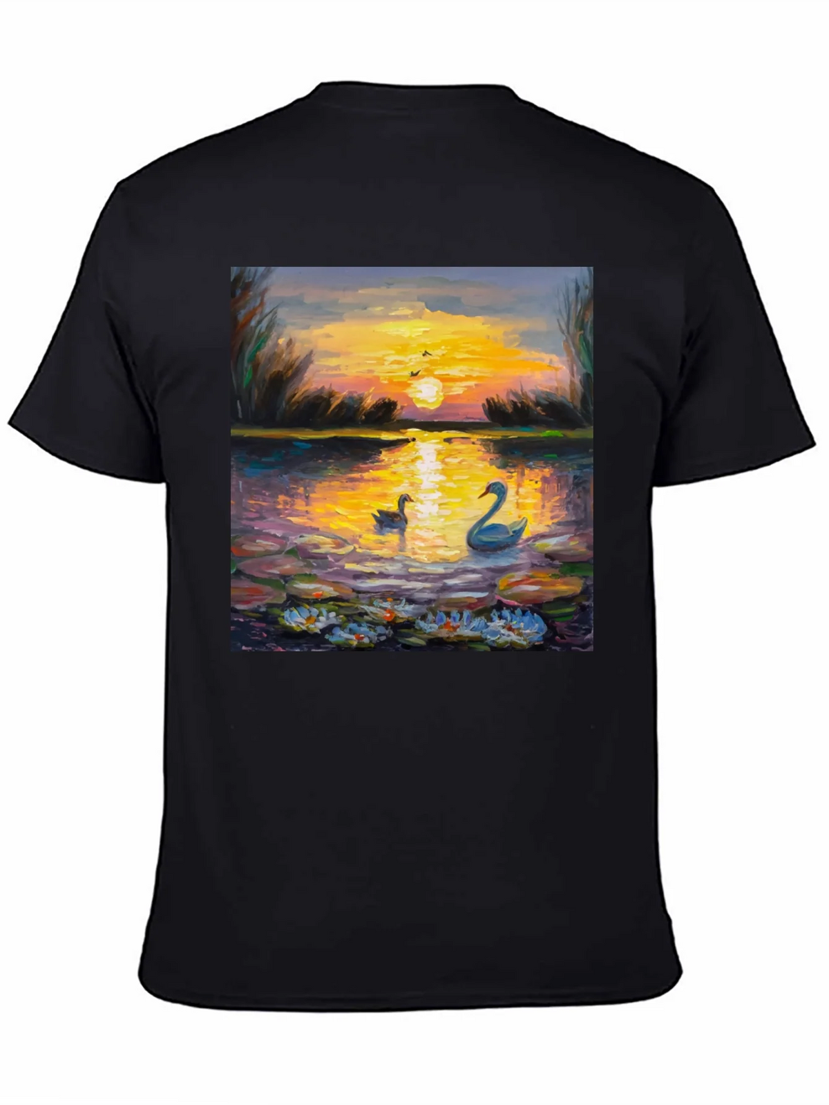 Sunset Swans Graphic Tee - Artistic Impression product image 4