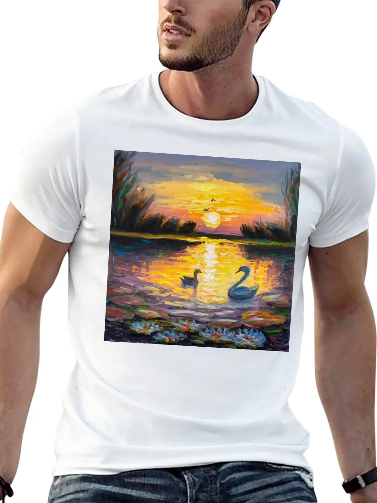 Sunset Swans Graphic Tee - Artistic Impression product image 12