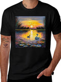 Sunset Swans Graphic Tee - Artistic Impression product image 1
