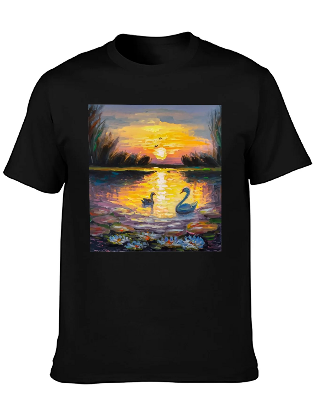 Sunset Swans Graphic Tee - Artistic Impression product image 3