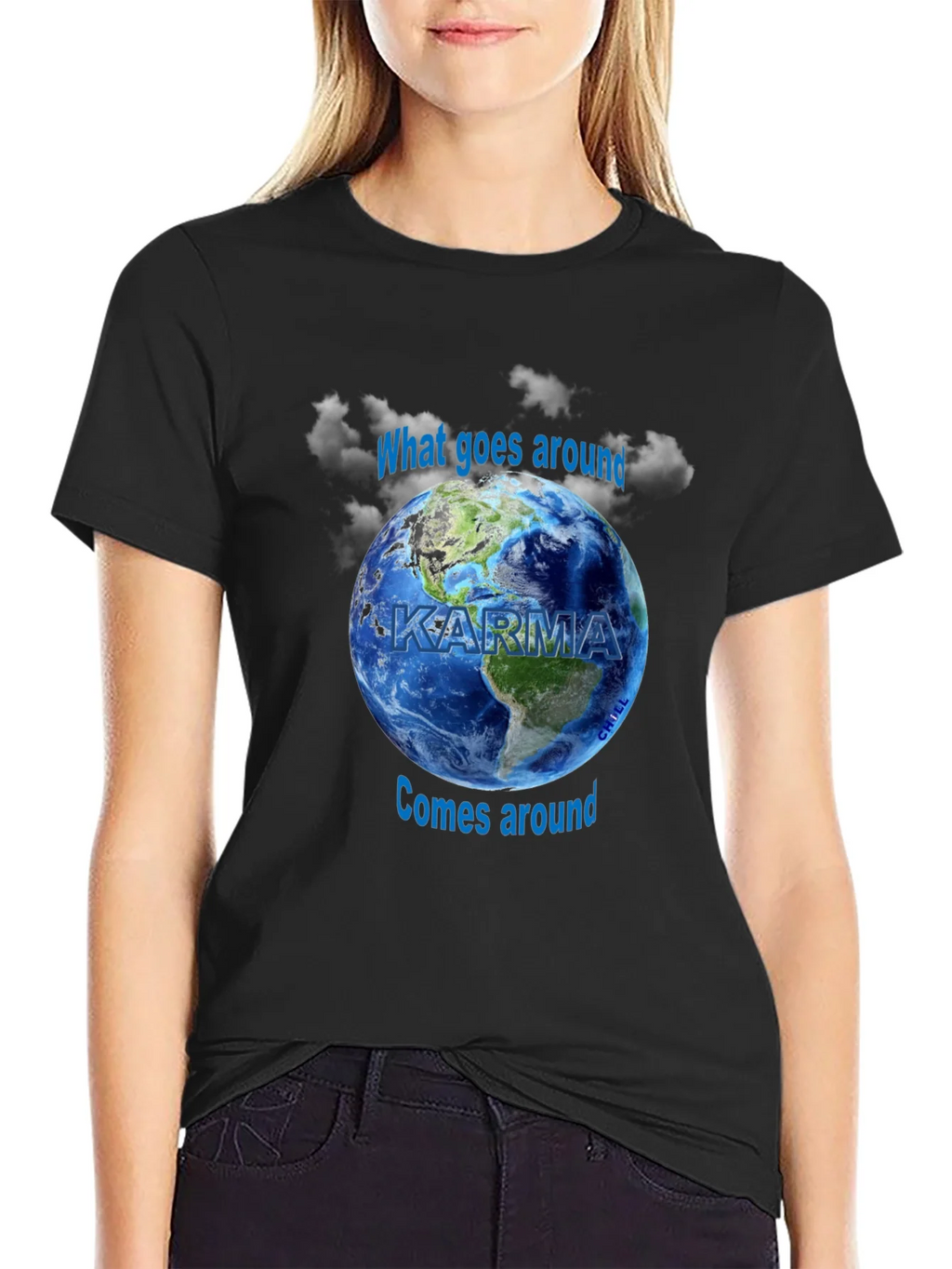 Karma Graphic T-Shirt - What Goes Around Comes Earth Design product image 2