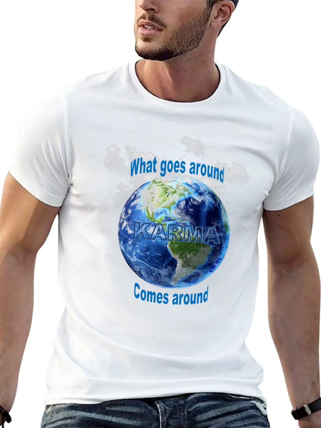 Karma Graphic T-Shirt - What Goes Around Comes Earth Design product image 12