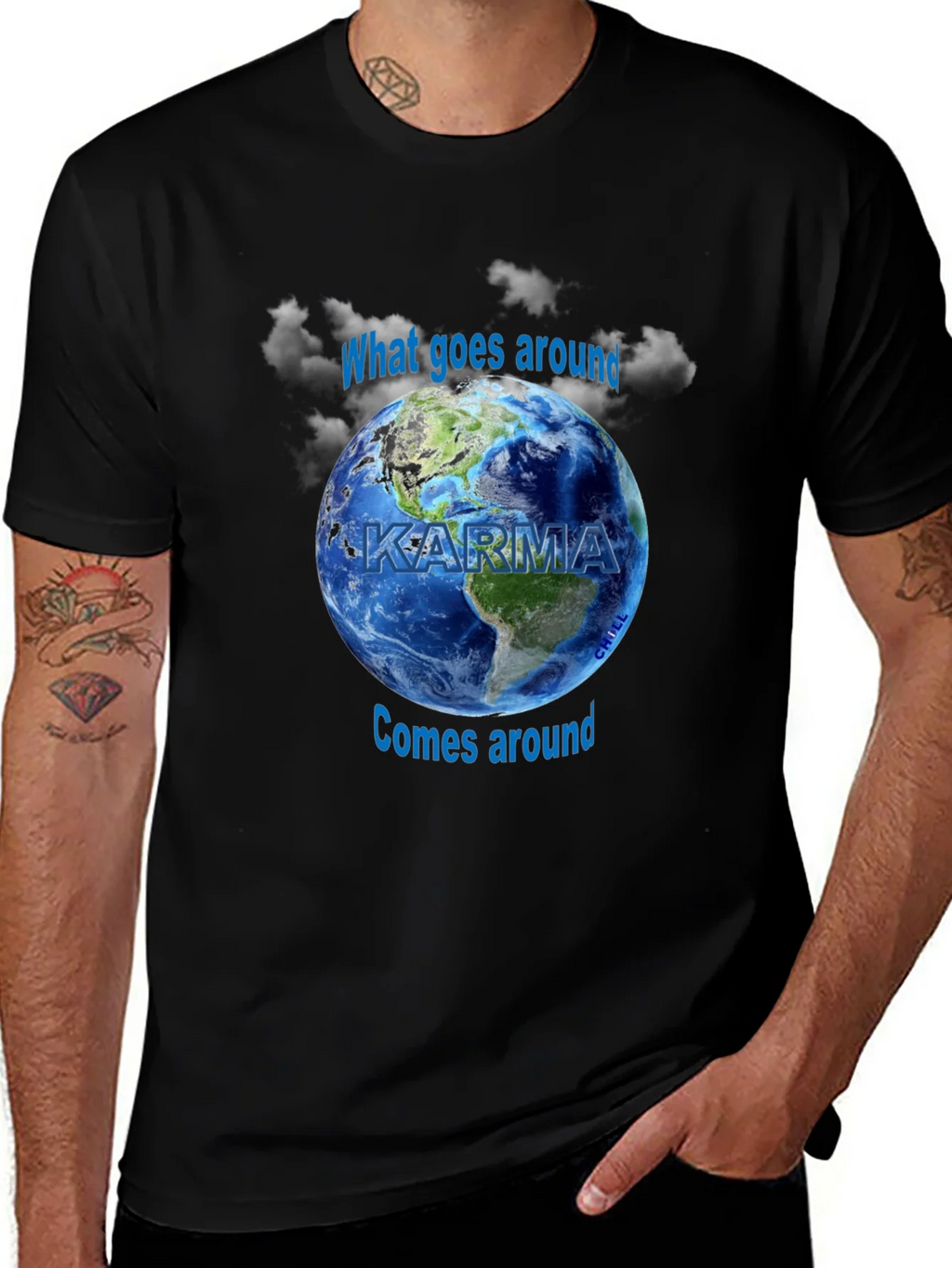 Karma Graphic T-Shirt - What Goes Around Comes Earth Design product image 1