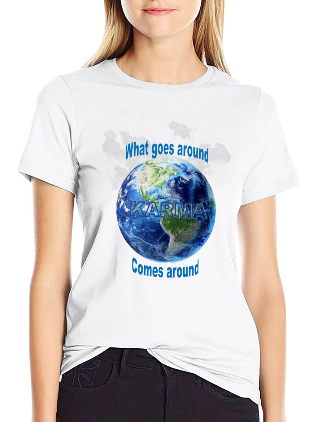 Karma Graphic T-Shirt - What Goes Around Comes Earth Design product image 8