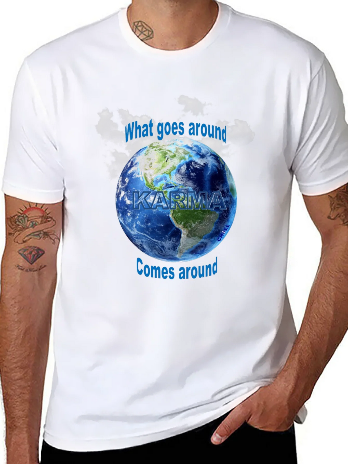 Karma Graphic T-Shirt - What Goes Around Comes Earth Design product image 7