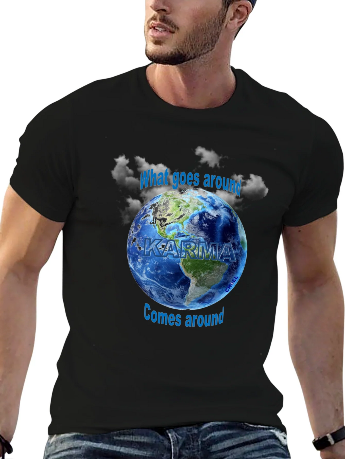 Karma Graphic T-Shirt - What Goes Around Comes Earth Design product image 6