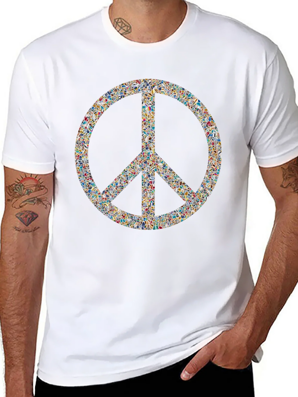 Peace Sign Mosaic Black T-Shirt product image 2