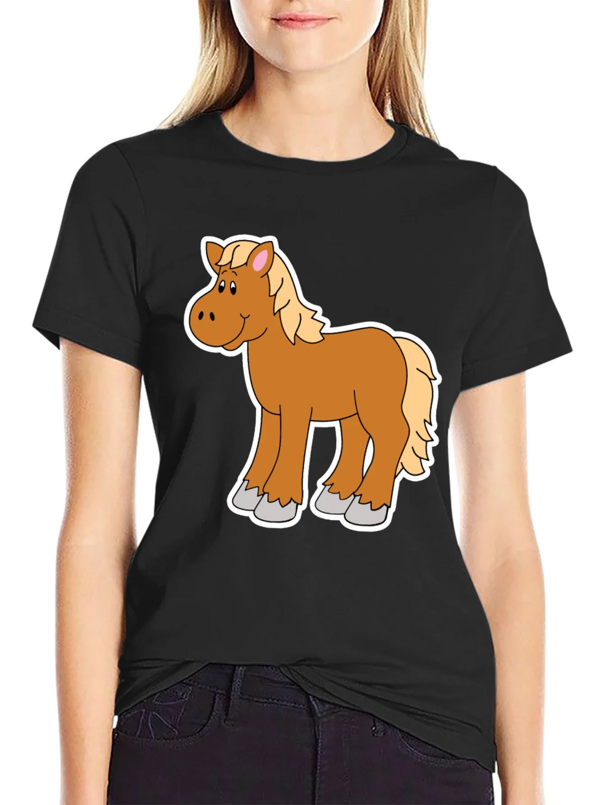 Cartoon Horse Graphic Tee - Black Unisex Shirt product image 2