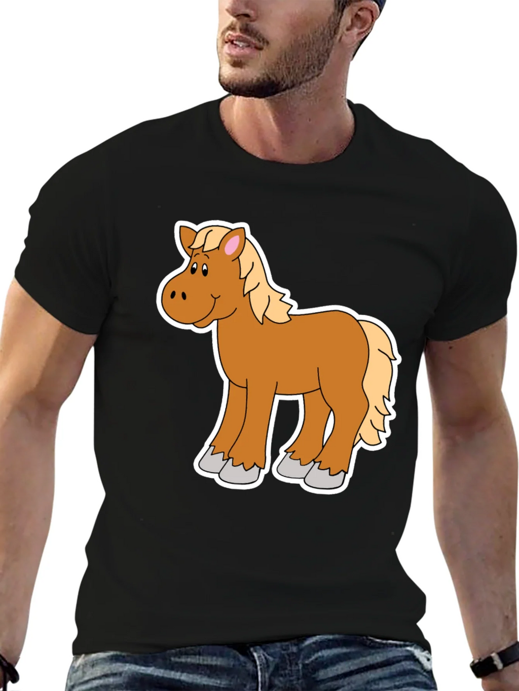 Cartoon Horse Graphic Tee - Black Unisex Shirt product image 6