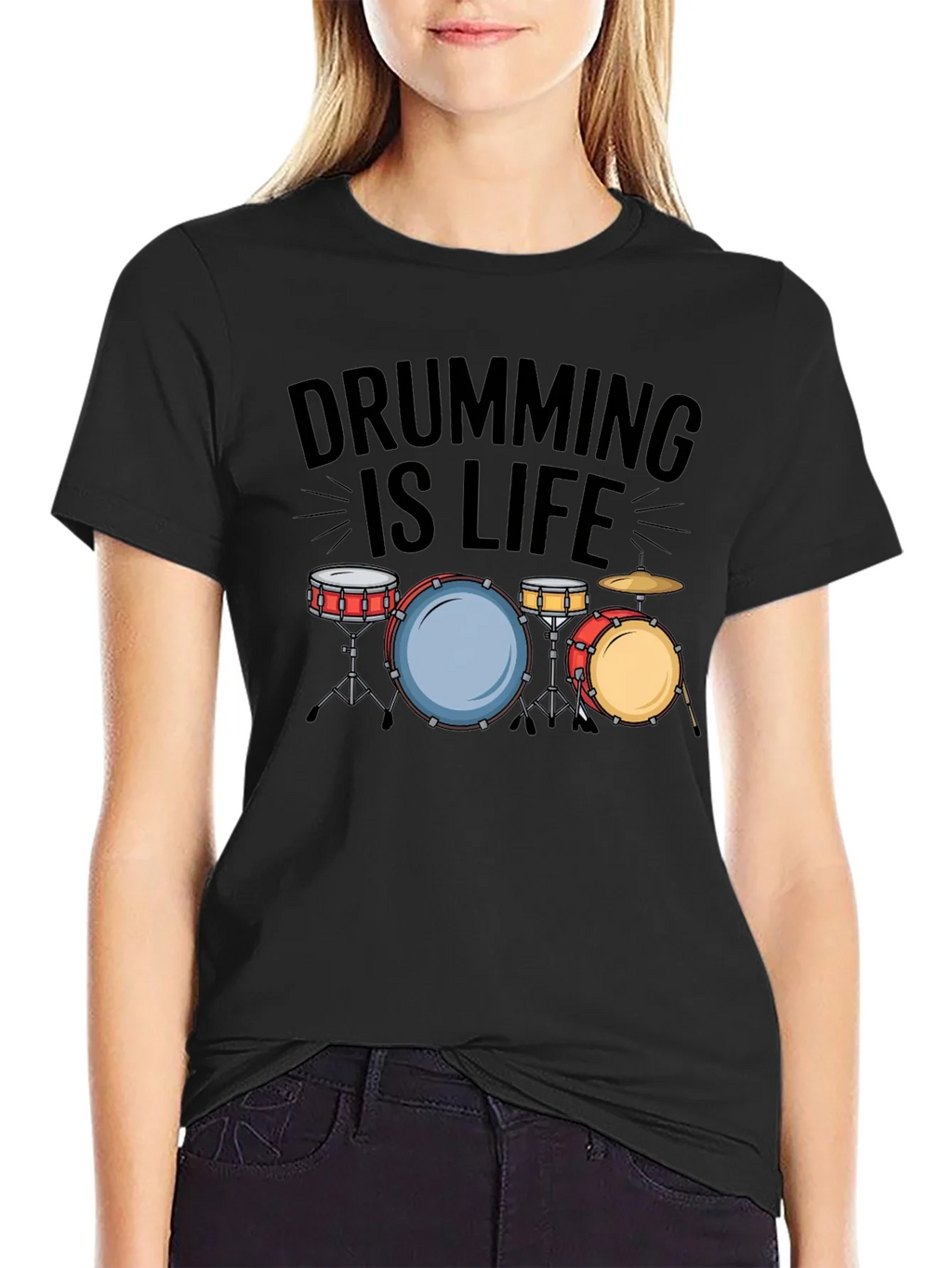 Drumming is Life Black T-Shirt - Musician Tee product image 2