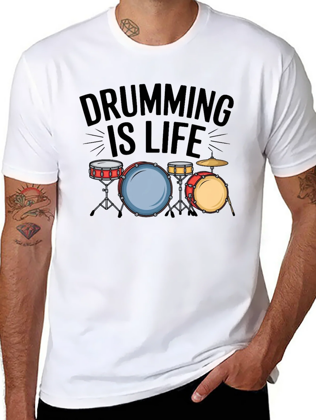 Drumming is Life Black T-Shirt - Musician Tee product image 7