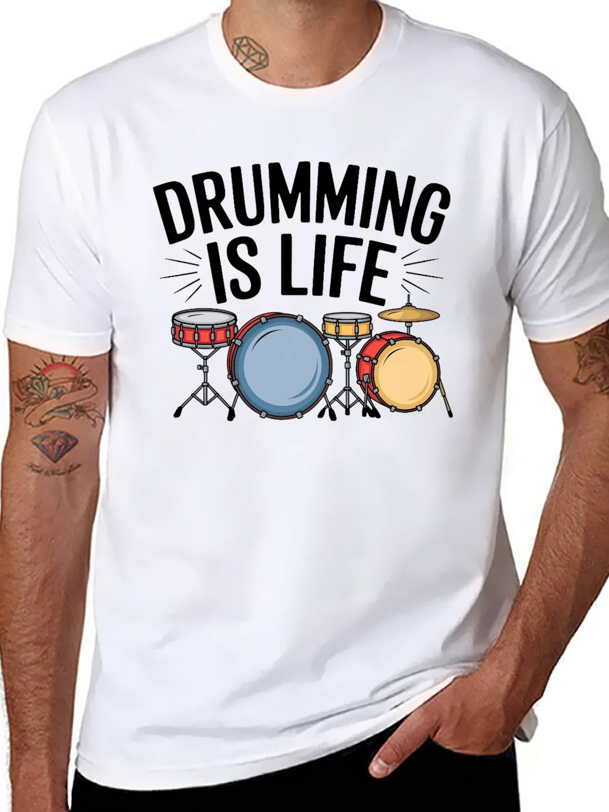 Drumming is Life Black T-Shirt - Musician Tee product image 7