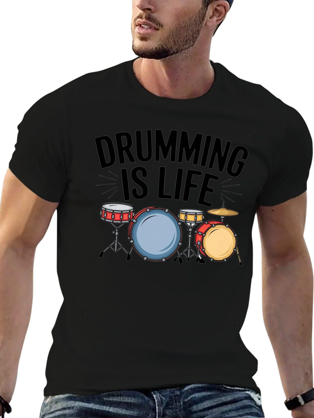 Drumming is Life Black T-Shirt - Musician Tee product image 6