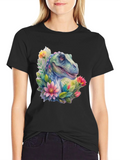 Dino Floral T-Shirt: Watercolor Dinosaur Tee product image 1
