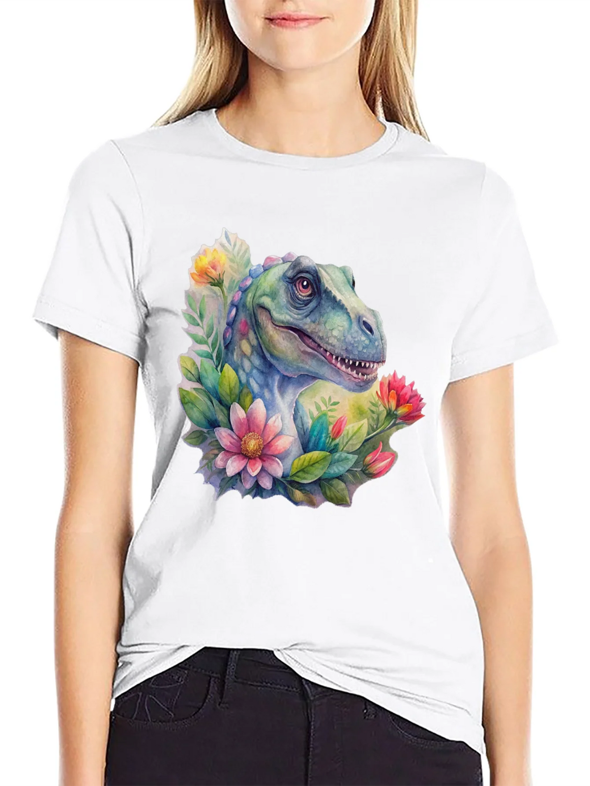 Dino Floral T-Shirt: Watercolor Dinosaur Tee product image 6