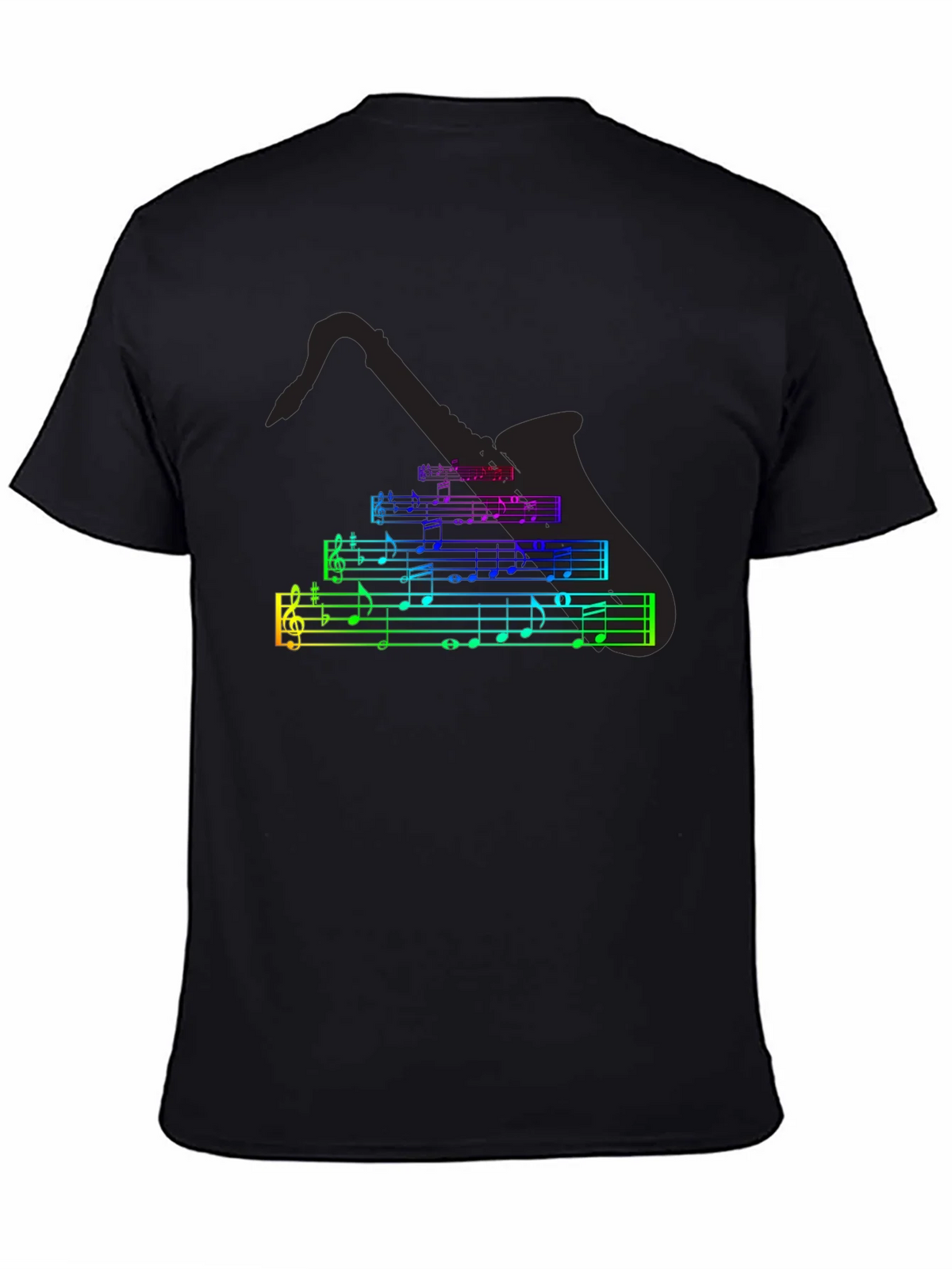 Music Notes Saxophone T-Shirt - Black Cotton Tee product image 3