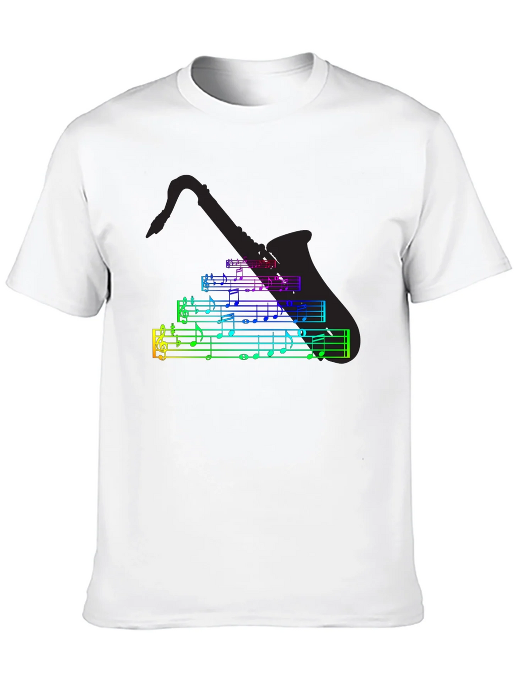 Music Notes Saxophone T-Shirt - Black Cotton Tee product image 7