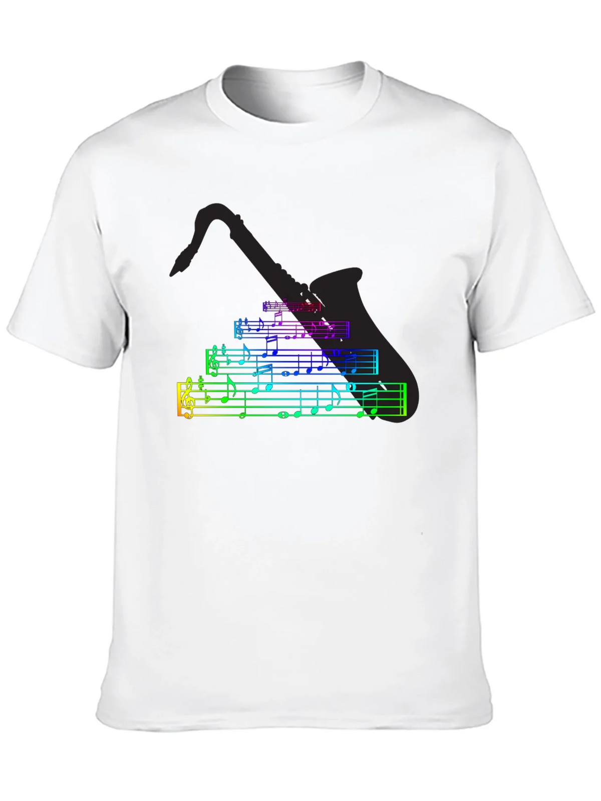 Music Notes Saxophone T-Shirt - Black Cotton Tee product image 7