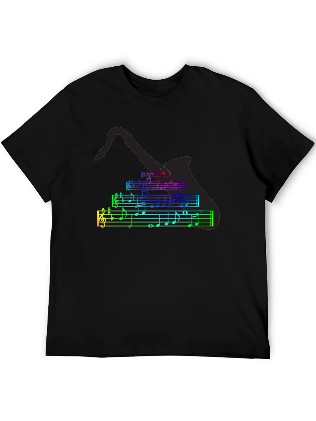 Music Notes Saxophone T-Shirt - Black Cotton Tee product image 4
