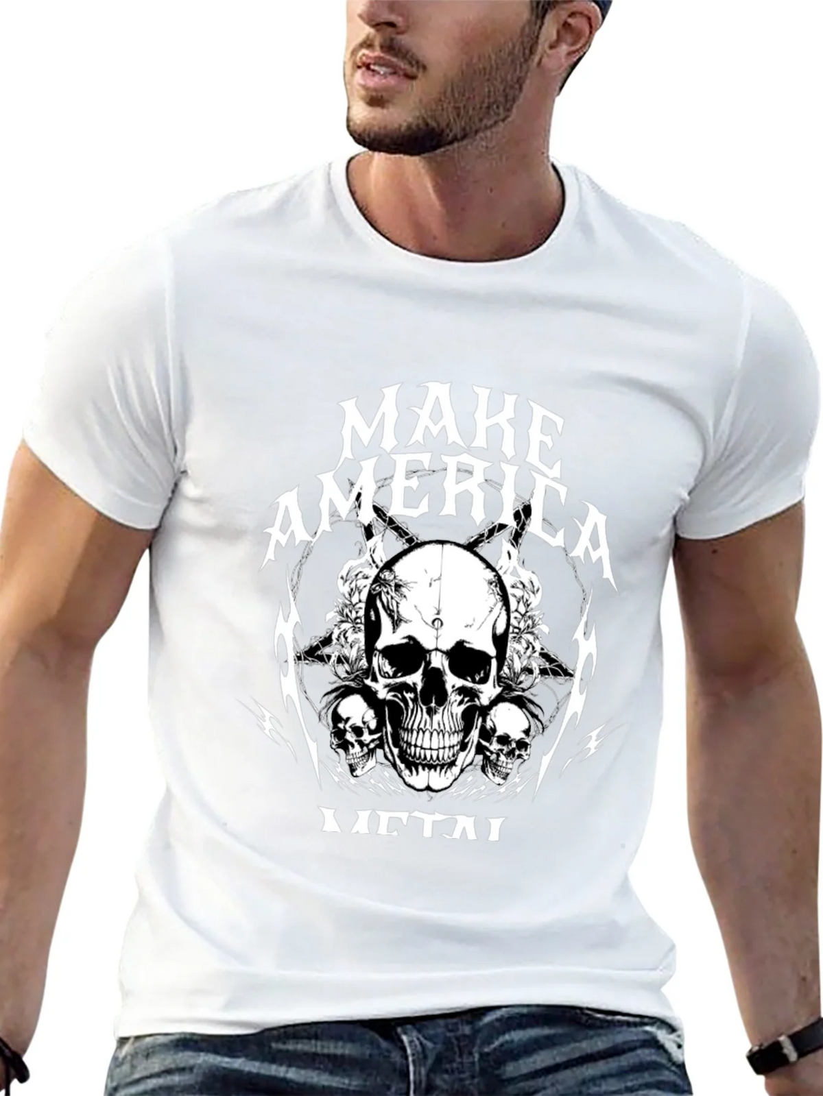 Make America Metal Skull Graphic Black T-Shirt product image 12