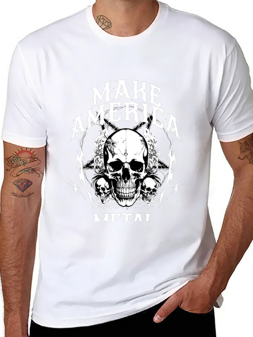 Make America Metal Skull Graphic Black T-Shirt product image 7