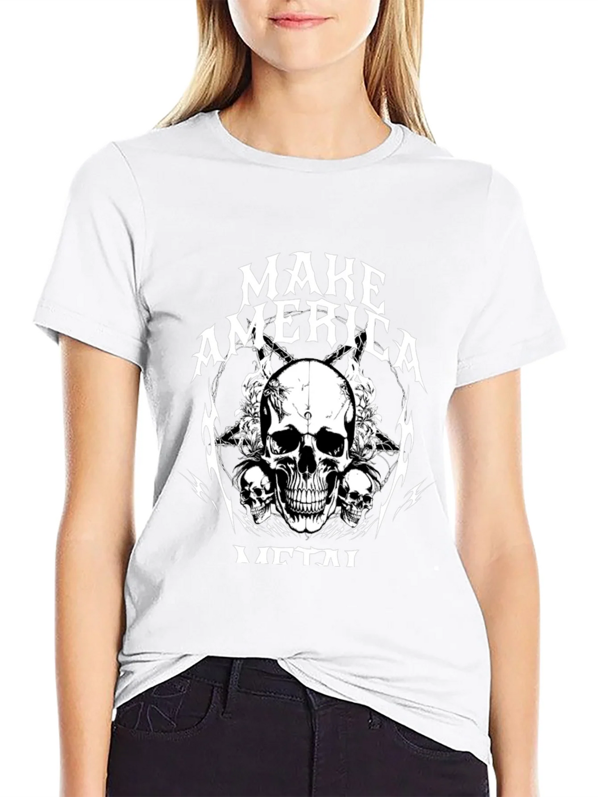 Make America Metal Skull Graphic Black T-Shirt product image 8