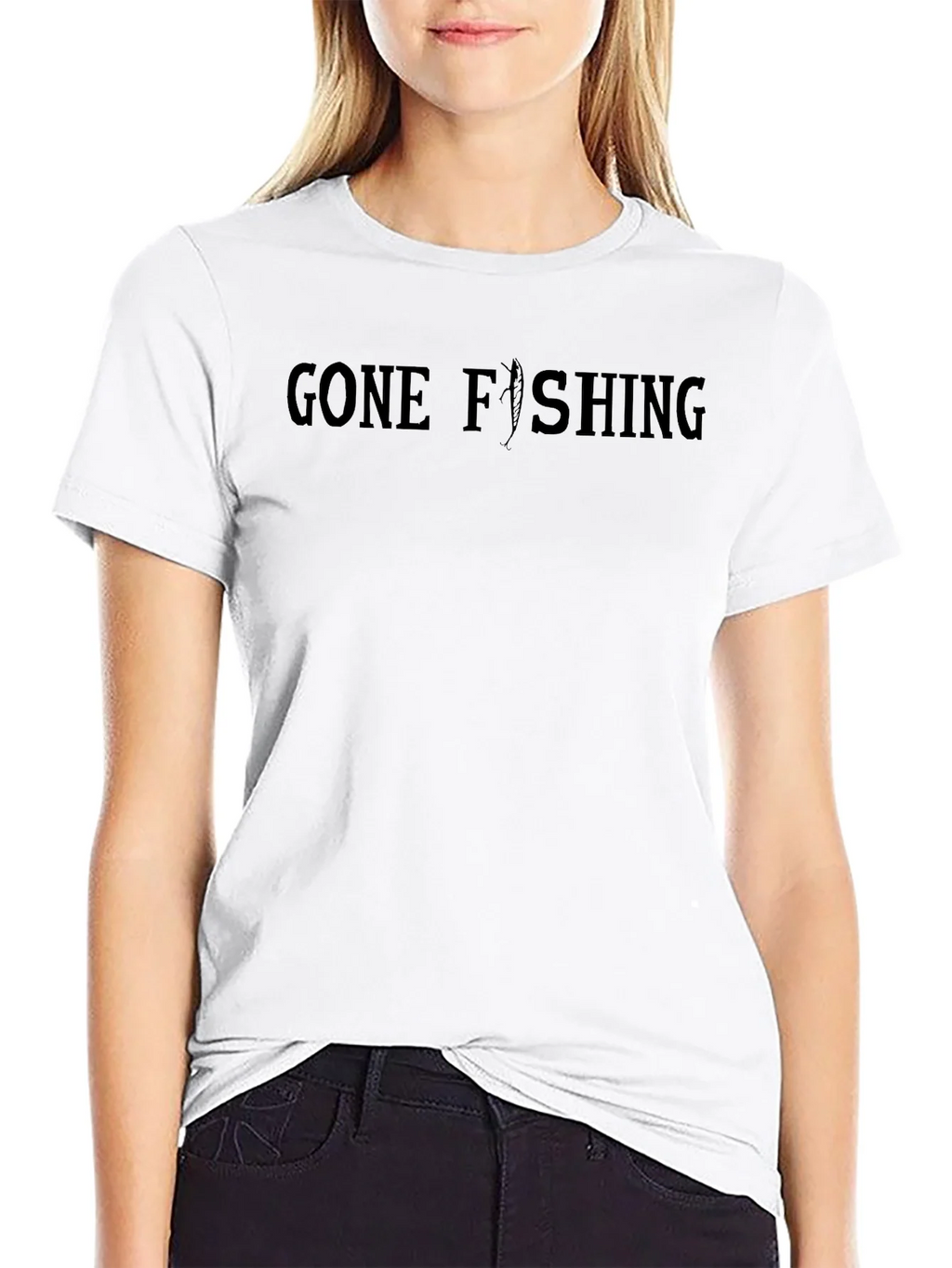 Gone Fishing Crewneck T-Shirt - Black product image 7