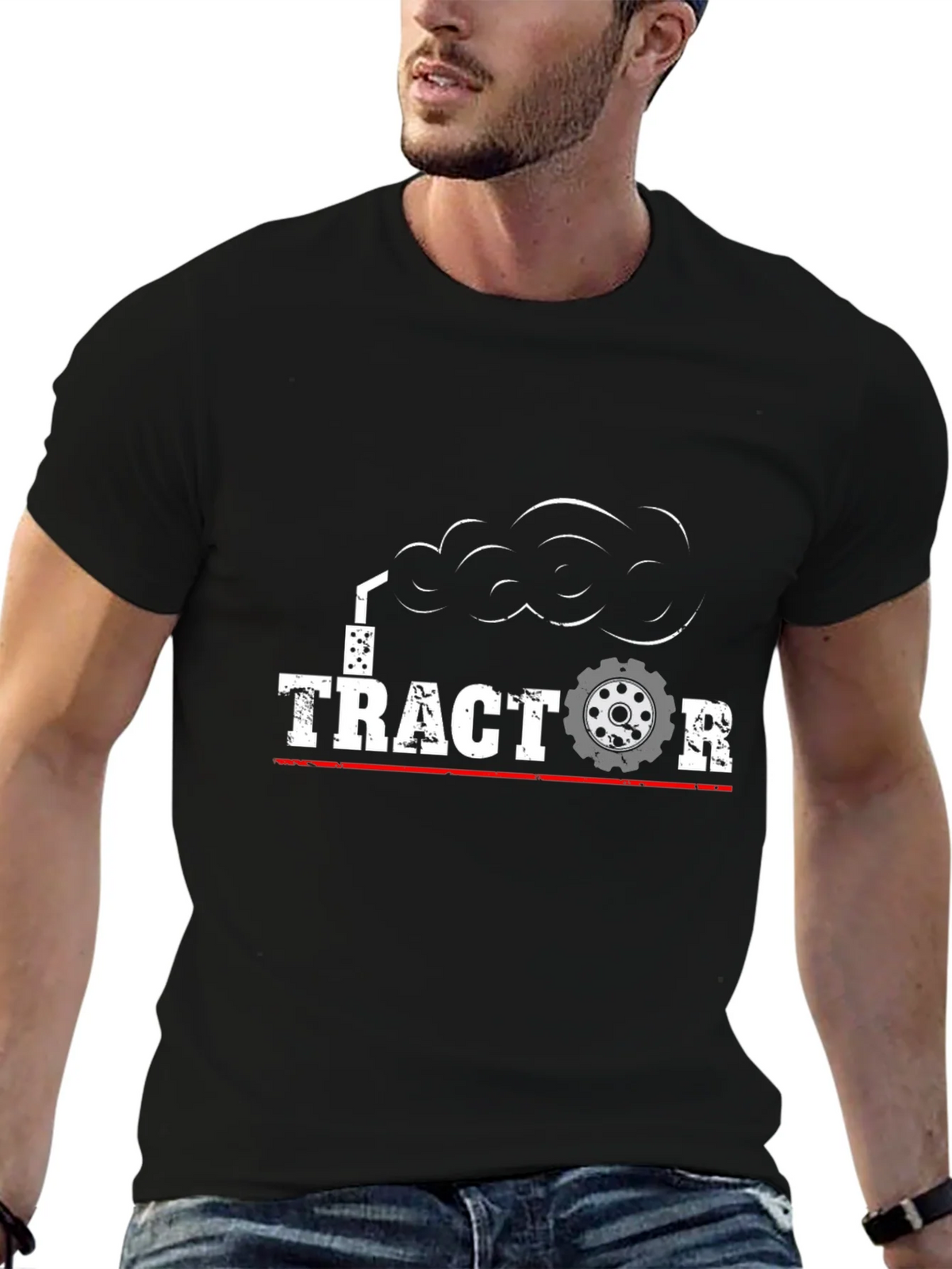 Tractor Graphic T-Shirt - Black Cotton Tee product image 6