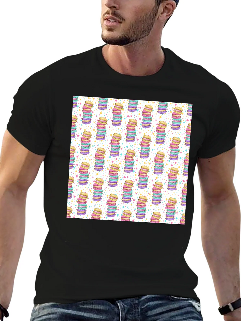 Macaron Stack Pattern T-Shirt - Sweet Treat Design product image 6