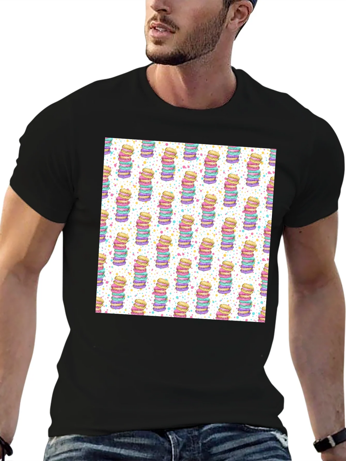 Macaron Stack Pattern T-Shirt - Sweet Treat Design product image 6