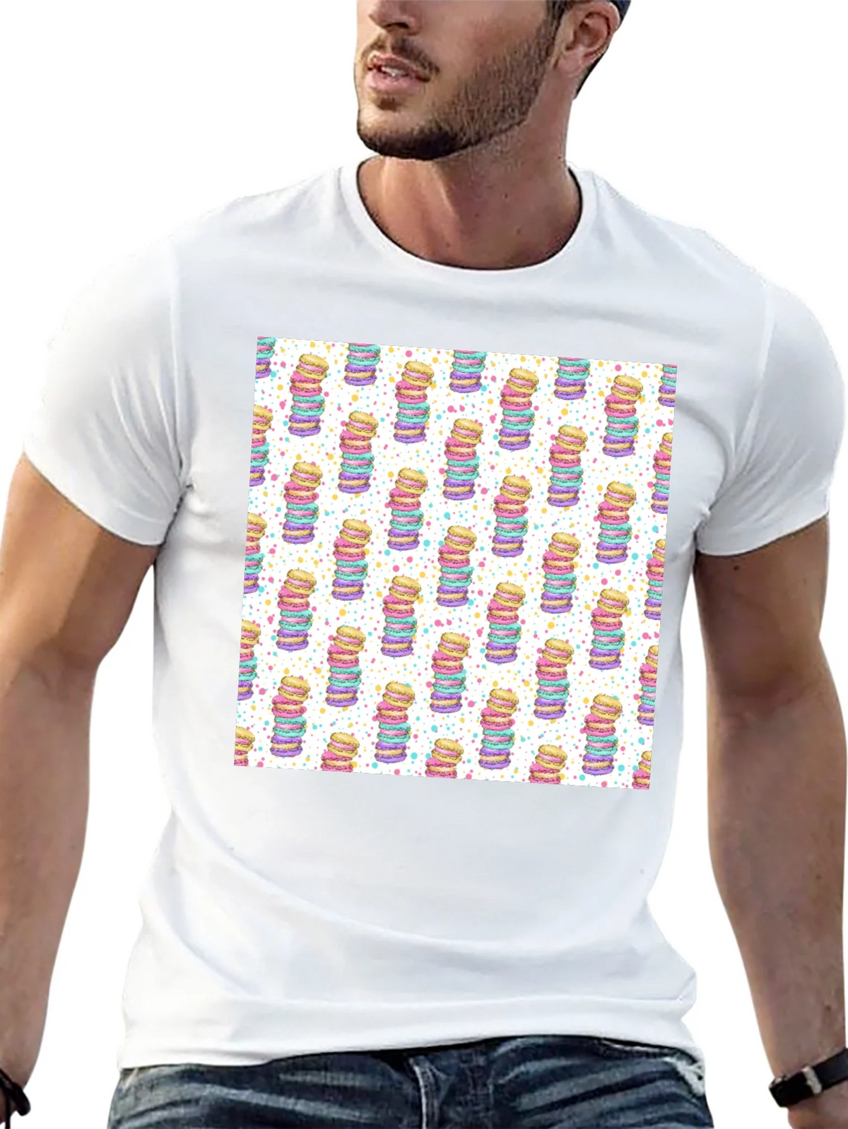 Macaron Stack Pattern T-Shirt - Sweet Treat Design product image 12