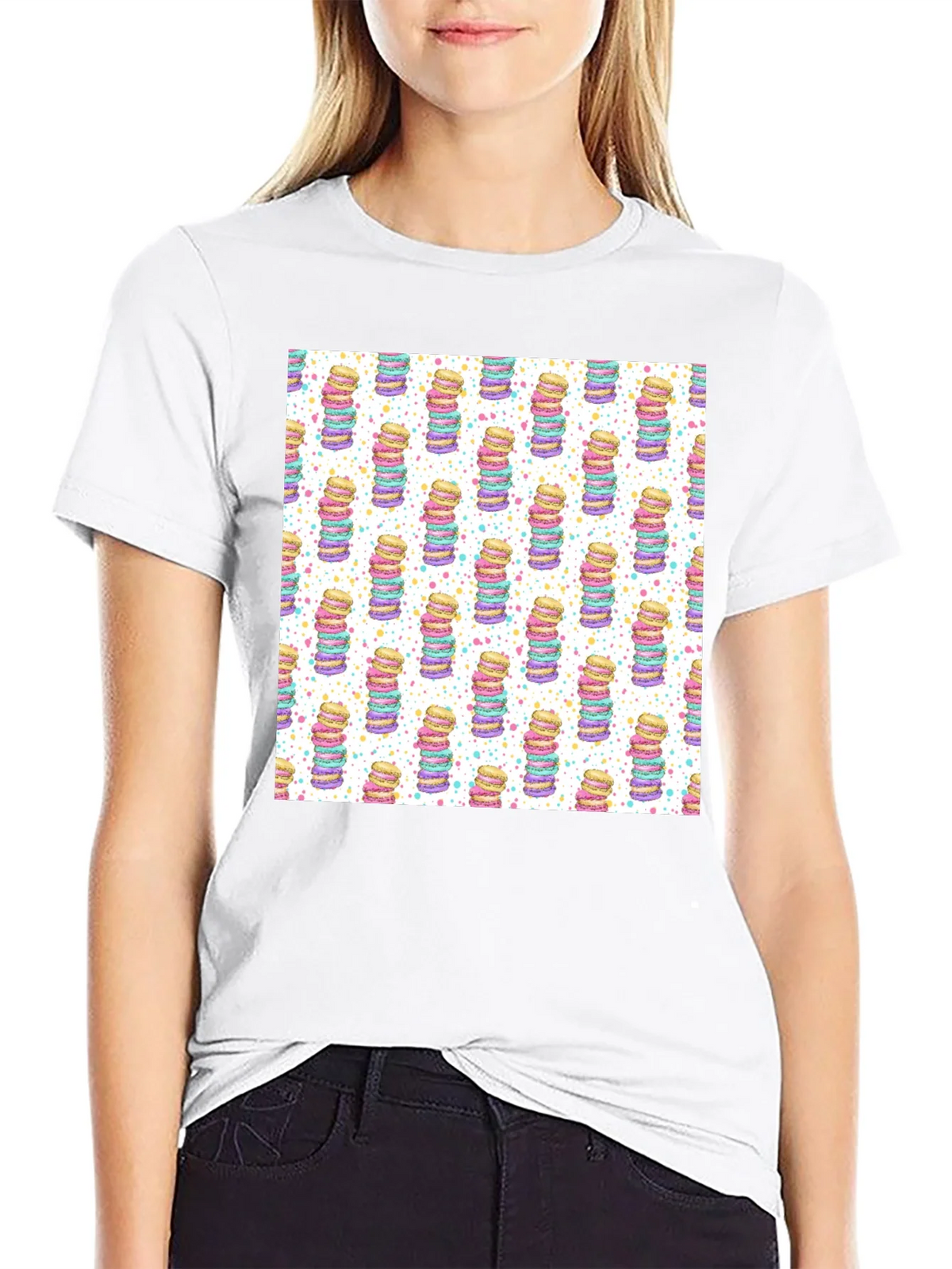 Macaron Stack Pattern T-Shirt - Sweet Treat Design product image 8